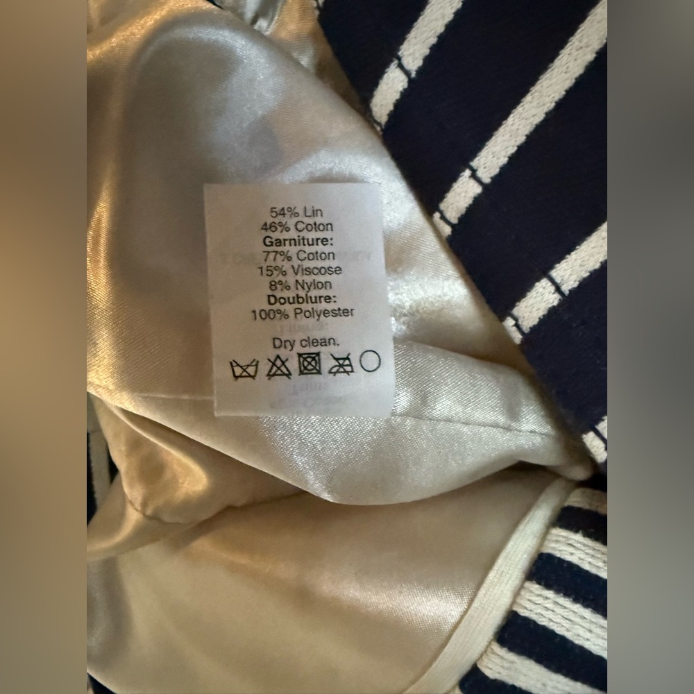 J.Crew Women’s Schoolboy Blazer Sz 4 Navy White Stripe Linen Cotton Jacket - Picture 7 of 8